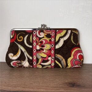 Retired Vera Bradley "Puccini" Double Kisslock Quilted Fabric Clutch Wallet
